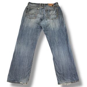 Lucky Brand Distressed Straight Retro Vintage Light Wash Denim Men's Jeans 34"